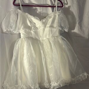 Dolls Kill Cream Puff Sleeve Mini Dress